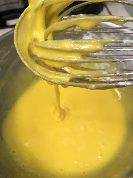 Whisked cornstarch with yolk/sugar